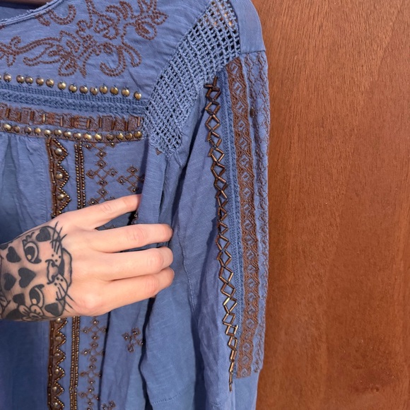 Sundance Long Sleeve Embroidered Beaded Top Size Large Bohemian Coachella Style - Picture 8 of 8